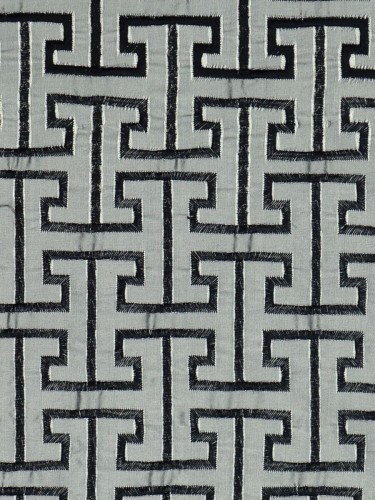 Halo Embroidered Maze-like Design Dupioni Silk Fabrics (Color: Ash grey)