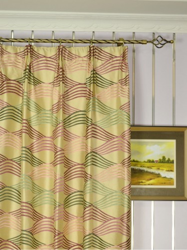 Halo Embroidered Ripple-shaped Dupioni Silk Custom Made Curtains (Heading: Versatile Pleat)