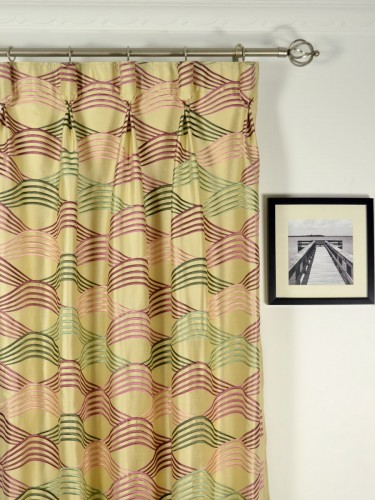 Halo Embroidered Ripple-shaped Dupioni Silk Custom Made Curtains (Heading: Goblet Pleat)