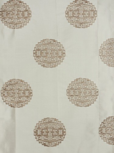 Halo Embroidered Chinese-inspired Dupioni Silk Custom Made Curtains (Color: Eggshell)