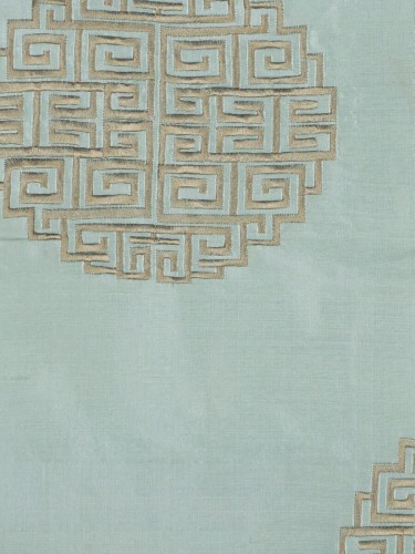 Halo Embroidered Chinese-inspired Concealed Tab Top Dupioni Silk Curtains (Color: Magic mint)