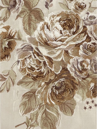 Rainbow Embroidered Camellia Dupioni Custom Made Curtains (Color: Beige)