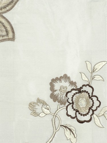 Rainbow Embroidered and Velvet Appliqué Versatile Pleat Dupioni Curtains (Color: Ivory)