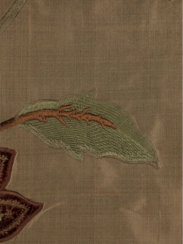 Rainbow Embroidered and Velvet Appliqué Versatile Pleat Dupioni Curtains (Color: Brown)