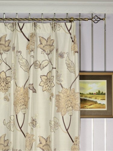 Rainbow Embroidered and Velvet Appliqué Versatile Pleat Dupioni Curtains Heading Style