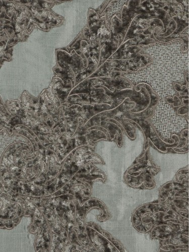 Rainbow Embroidered Damask Dupioni Fabrics (Color: Cadet grey)