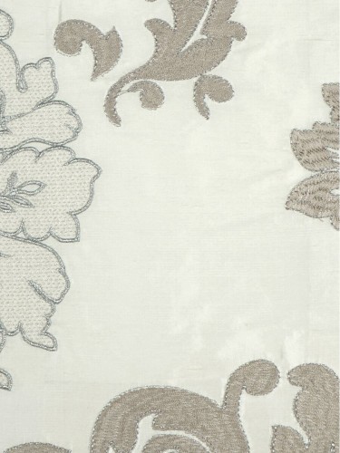 Rainbow Embroidered Classic Damask Dupioni Fabrics (Color: Ivory)