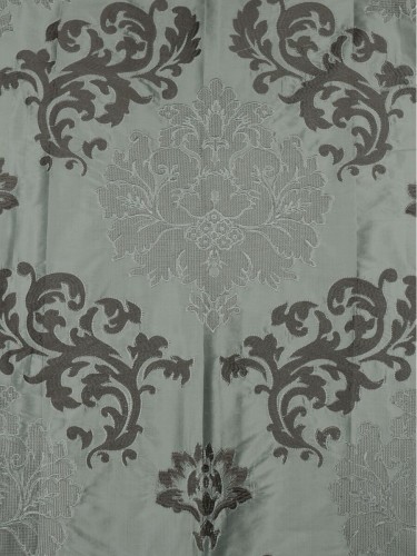 Rainbow Embroidered Classic Damask Dupioni Fabric Sample (Color: Cadet grey)