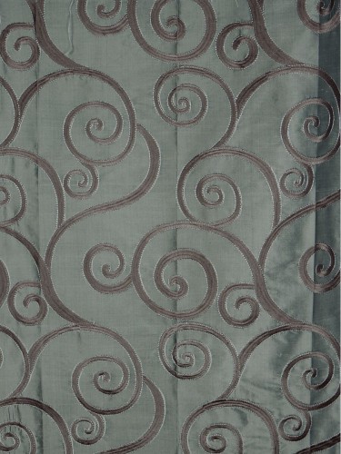 Rainbow Embroidered Scroll Versatile Pleat Dupioni Silk Curtains (Color: Antique brass)