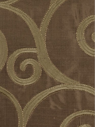 Rainbow Embroidered Scroll Goblet Dupioni Silk Curtains (Color: Brown)