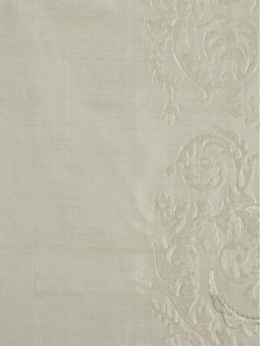 Rainbow Embroidered Classic Damask Dupioni Silk Fabric Sample (Color: Beige)