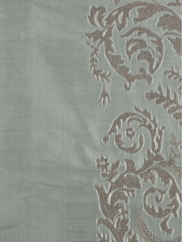 Rainbow Embroidered Classic Damask Tab Top Dupioni Silk Curtains (Color: Cadet grey)