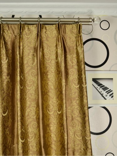 Rainbow Embroidered Classic Damask Dupioni Silk Custom Made Curtains (Heading: Versatile Pleat)