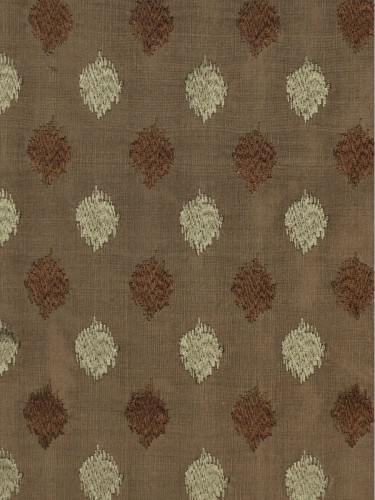 Rainbow Embroidered Lozenge-shaped Dupioni Silk Fabric Sample (Color: Brown)