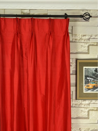 Oasis Solid-color Double Pinch Pleat Dupioni Curtains Heading Style