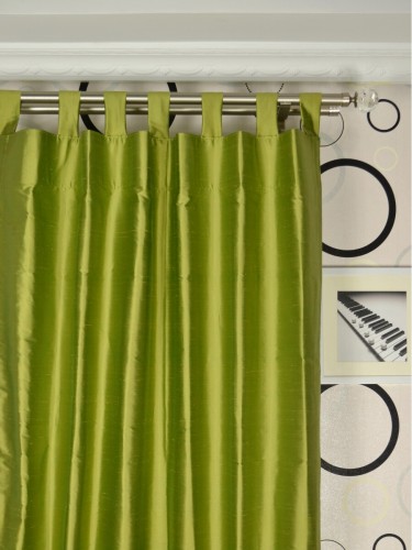 Oasis Solid Green Dupioni Silk Fabrics (Heading: Tab Top)