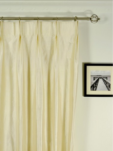 Oasis Traditional Solid Double Pinch Pleat Dupioni Silk Curtains Heading Style