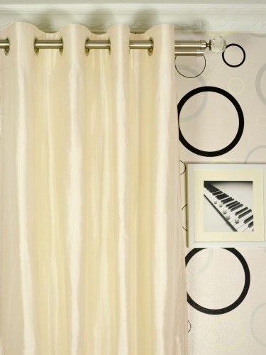 Oasis Solid Natural Dupioni Silk Custom Made Curtains (Heading: Eyelet)