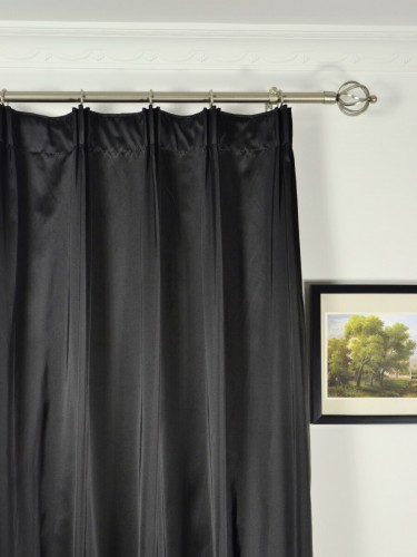 Waterfall Solid Dark-colored Faux Silk Custom Made Curtains (Heading: Versatile Pleat)