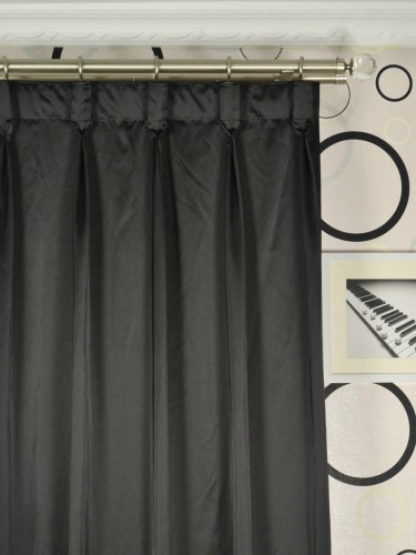 Waterfall Solid Dark-colored Faux Silk Custom Made Curtains (Heading: Goblet Pleat)