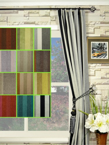 Petrel Vertical Stripe Single Pinch Pleat Chenille Curtains