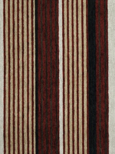 Petrel Heavy-weight Stripe Single Pinch Pleat Chenille Curtains (Color: Tuscan red)