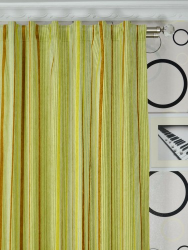 Petrel Heavy-weight Stripe Chenille Custom Made Curtains (Heading: Concealed Tab Top)