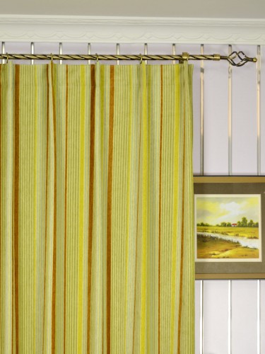 Petrel Heavy-weight Stripe Chenille Custom Made Curtains (Heading: Single Pinch Pleat)