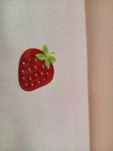 QYFL1221C Gungartan Children Embroidered Strawberries Pink Custom Made Curtains