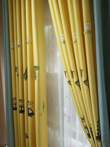 QYFL1221I Gungartan Children Embroidered Yellow Custom Made Curtains(Color: Yellow)