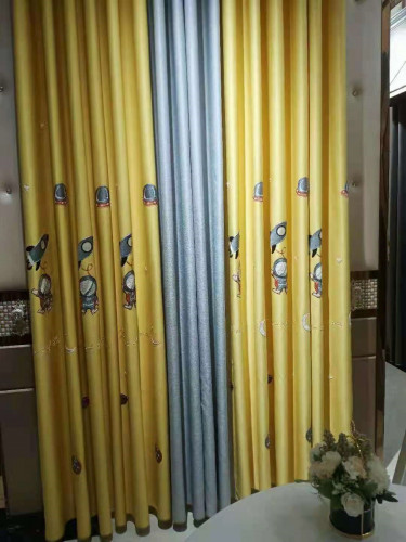 QYFL1221I Gungartan Children Embroidered Yellow Custom Made Curtains