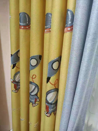 QYFL1221I Gungartan Children Embroidered Yellow Custom Made Curtains