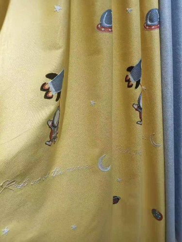 QYFL1221I Gungartan Children Embroidered Yellow Custom Made Curtains