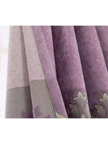 QYFL1321B Barwon European Flowers Blue Grey Purple Jacquard Velvet Custom Made Curtains For Living Room