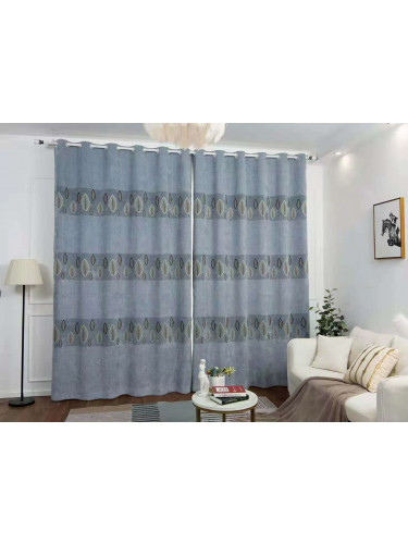 QYFL1321C Barwon European Leaves Blue Grey Purple Jacquard Velvet Custom Made Curtains For Living Room