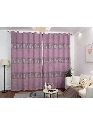 QYFL1321C Barwon European Leaves Blue Grey Purple Jacquard Velvet Custom Made Curtains For Living Room(Color: Purple)
