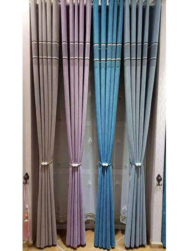 QYFL1421A Barwon Stripe Jacquard Velvet Custom Made Curtains For Living Room