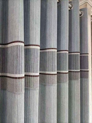 QYFL1421A Barwon Stripe Jacquard Velvet Custom Made Curtains For Living Room(Color: Grey)