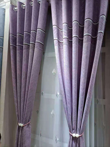 QYFL1421B Barwon Twill Jacquard Velvet Custom Made Curtains For Living Room(Color: Purple)