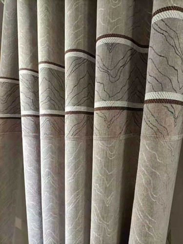 QYFL1421B Barwon Twill Jacquard Velvet Custom Made Curtains For Living Room(Color: Brown)
