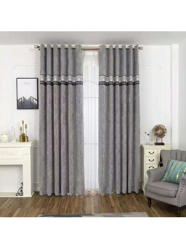 QYFL1421D Barwon Jacquard Velvet Custom Made Curtains For Living Room(Color: Grey)