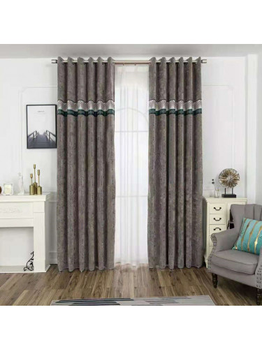 QYFL1421D Barwon Jacquard Velvet Custom Made Curtains For Living Room(Color: Brown)