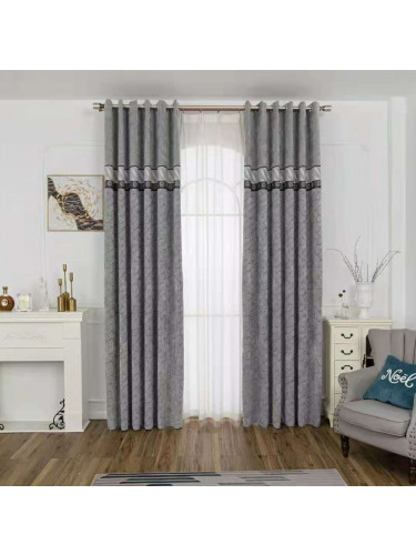 QYFL1421E Barwon Jacquard Velvet Custom Made Curtains For Living Room(Color: Grey)