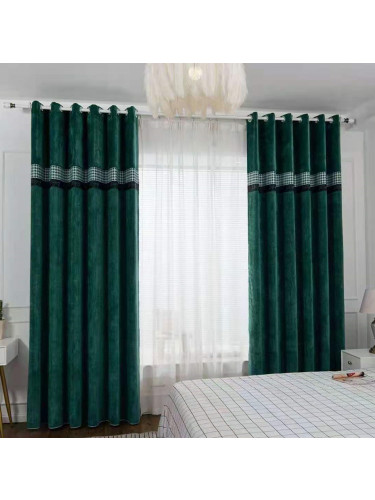 QYFL1421F Barwon Jacquard Velvet Custom Made Curtains For Living Room(Color: Blue)