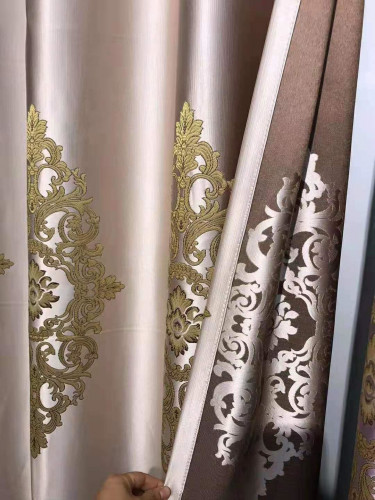 QYFL1821A On Sales Flinders Brocade Faux Silk Flowers Grey Beige Blue Purple Custom Made Curtains(Color: Beige)