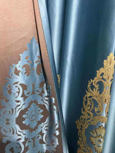 QYFL1821A On Sales Flinders Brocade Faux Silk Flowers Grey Beige Blue Purple Custom Made Curtains(Color: Blue)