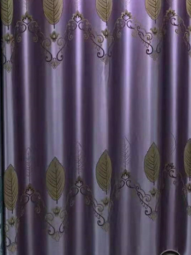QYFL1821B On Sales Flinders Brocade Faux Silk Leaves Grey Beige Blue Purple Custom Made Curtains(Color: Purple)