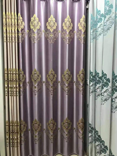 QYFL1821C On Sales Flinders Brocade Faux Silk Flowers Grey Beige Blue Purple Custom Made Curtains