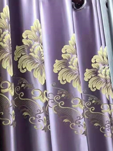 QYFL1821C On Sales Flinders Brocade Faux Silk Flowers Grey Beige Blue Purple Custom Made Curtains(Color: Purple)