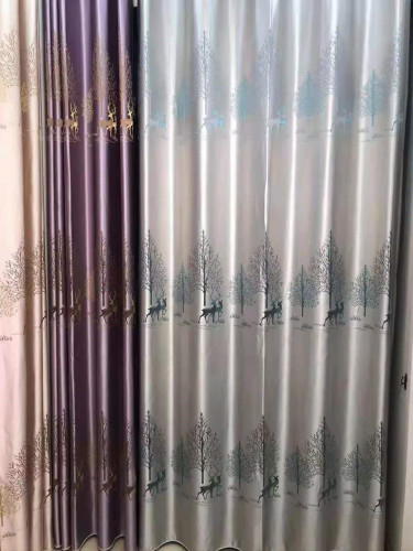 QYFL1821D On Sales Flinders Brocade Faux Silk Trees Grey Purple Custom Made Curtains